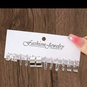 Silver Fashion Jewelry Earrings 6 Piece Ser